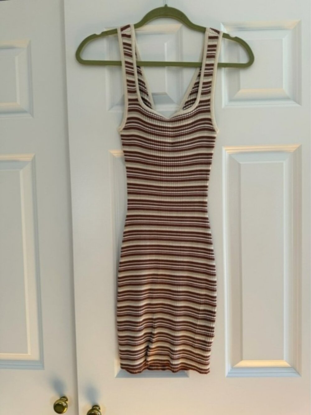 Abercrombie Ribbed Striped Tank Dress - Cream & Brown